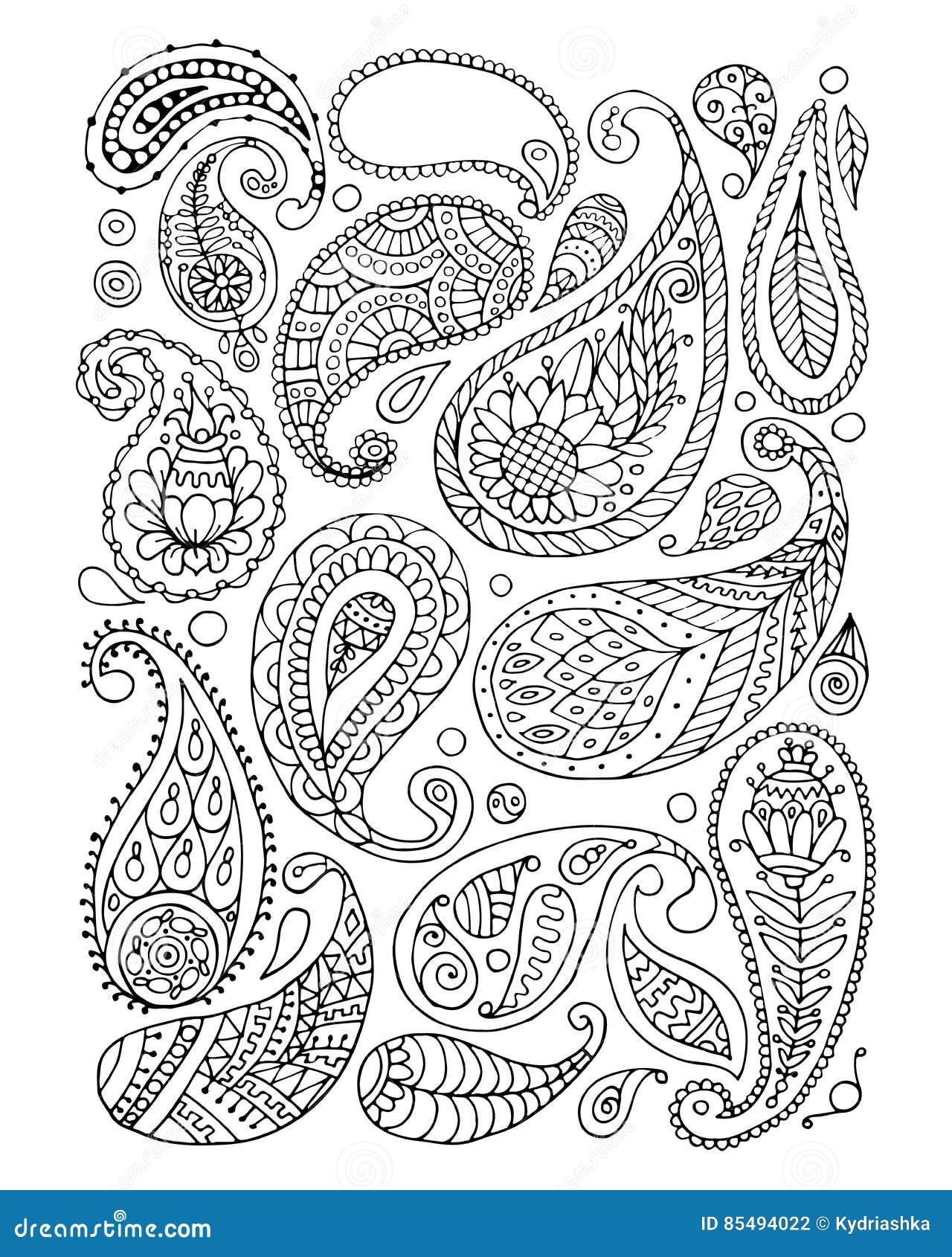 Paisley ornament design page for your coloring book stock vector