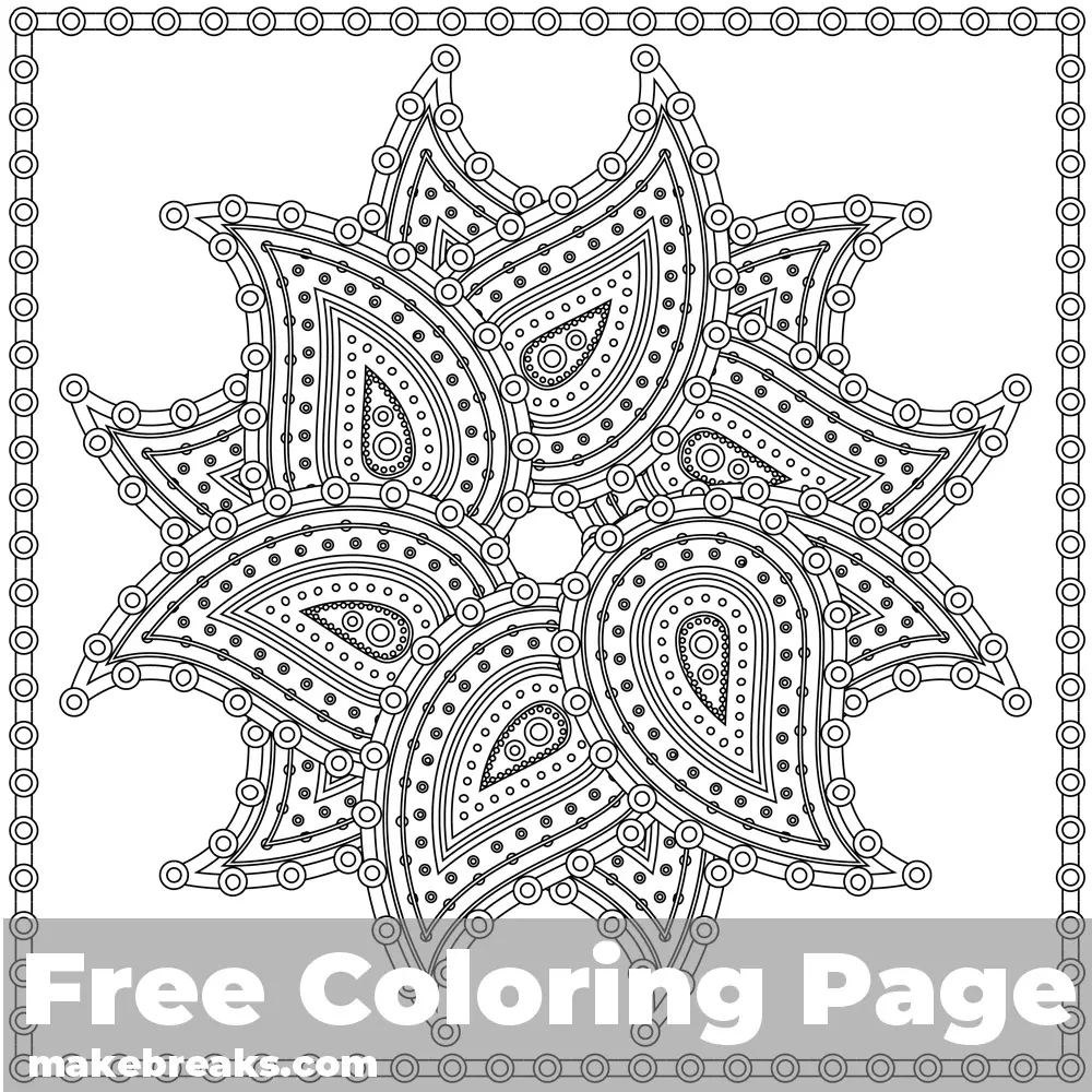 Paisley mandala coloring page