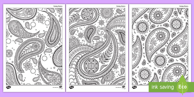 Paisley pattern mindfulness louring page teacher made