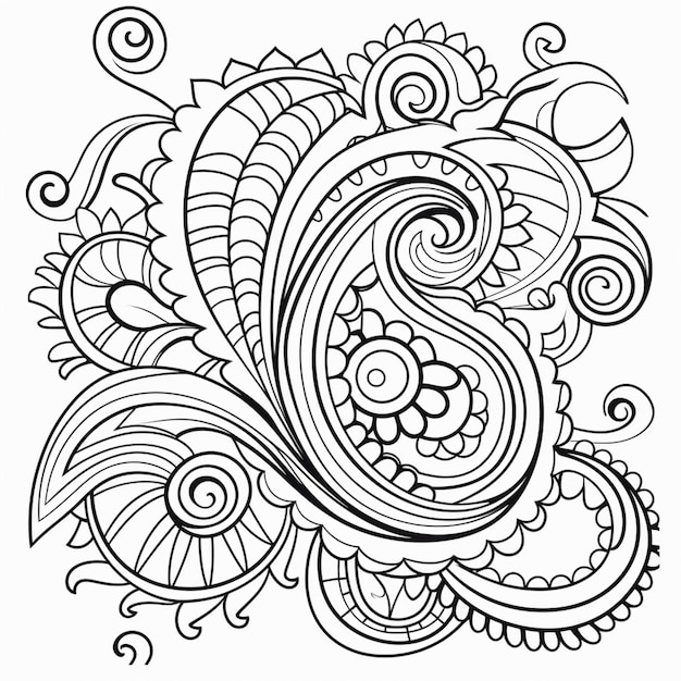 Premium ai image a coloring page with a paisley design on it generative ai