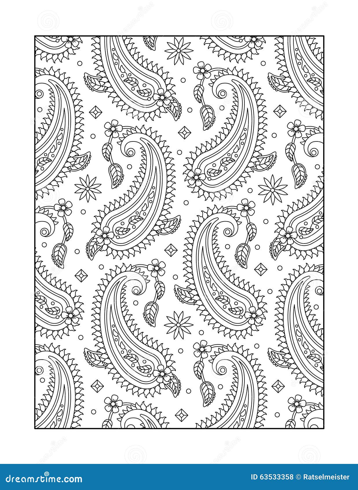 Coloring page for adults or black and white ornamental background stock vector