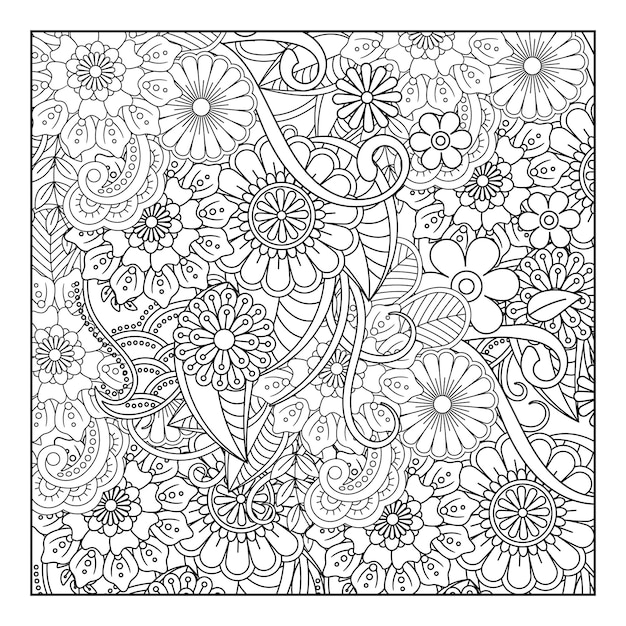 Premium vector floral coloring page