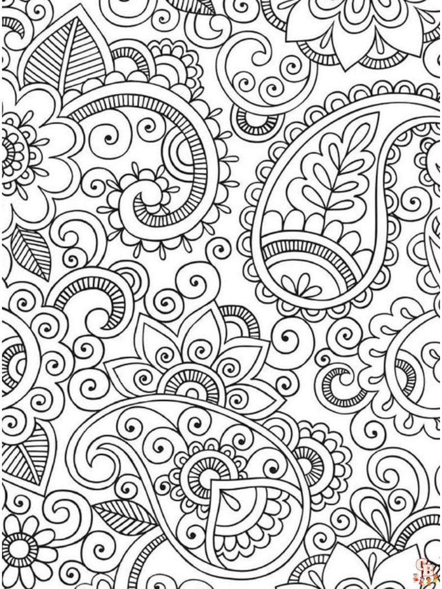 Printable paisley coloring pages free for kids and adults