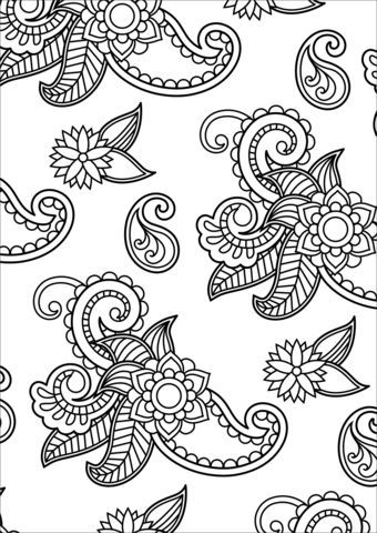 Paisley pattern coloring page free printable coloring pages