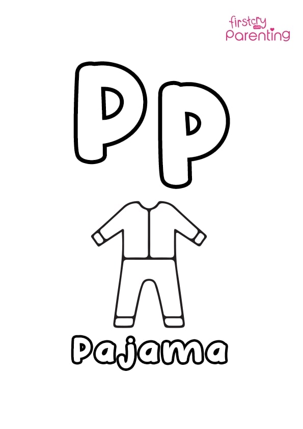 P for pancake coloring page for kids