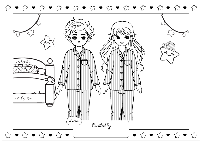 Slumber party coloring sheet