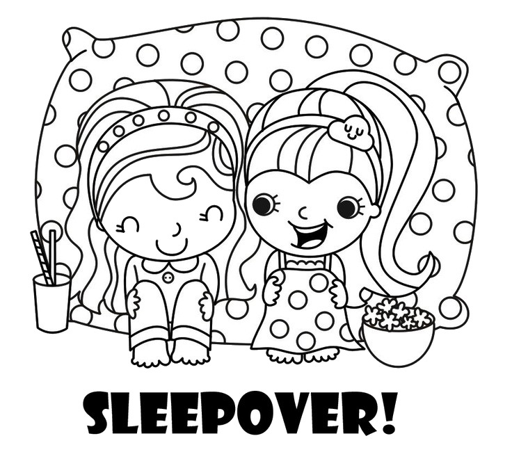 Sleepover coloring pages â birthday printable