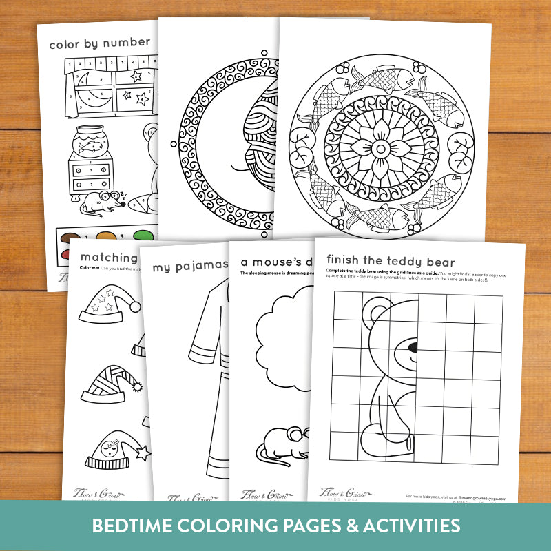 Bedtime yoga cards and printable yoga coloring card