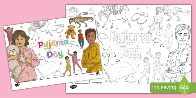 Pyjama day colouring poster teacher made