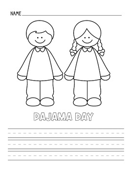 Design your pajamas pajama day coloring writing template tpt