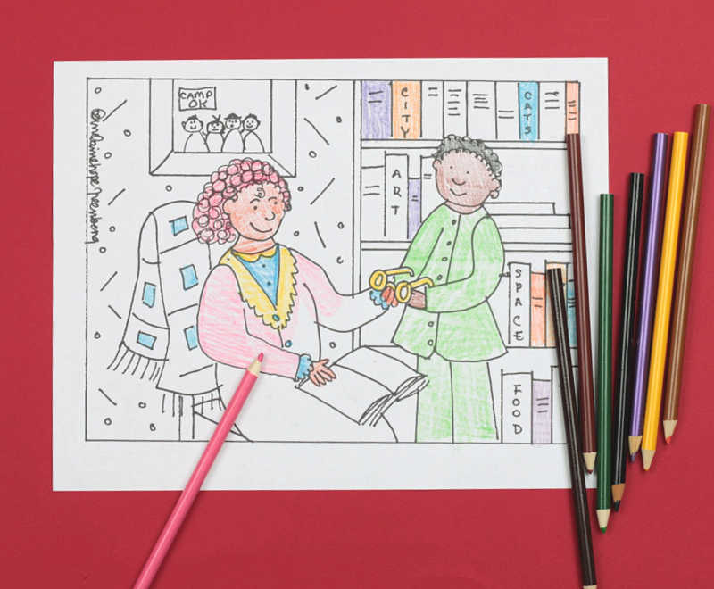 Pajama day coloring page relax read and color