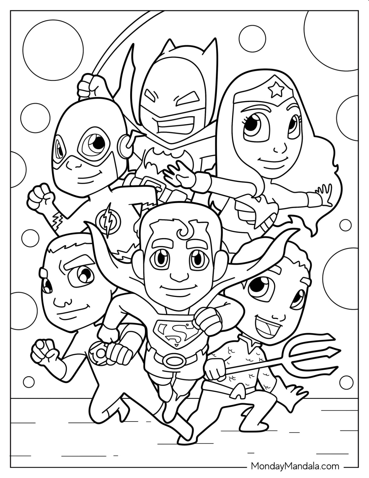 Justice league coloring pages free pdf printables