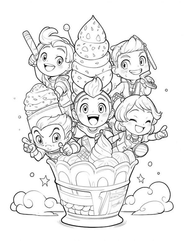 Yummy ice cream coloring pages for kids and adults