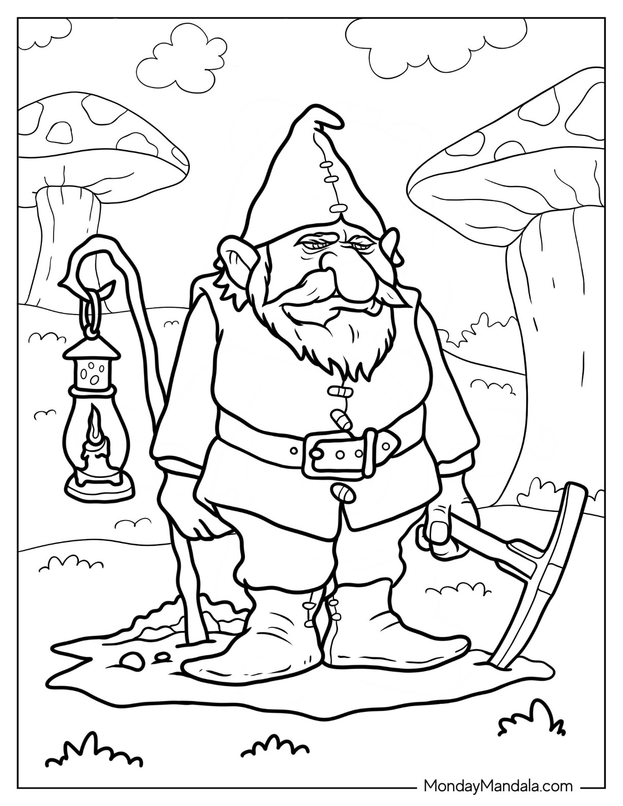 Gnome coloring pages free pdf printables