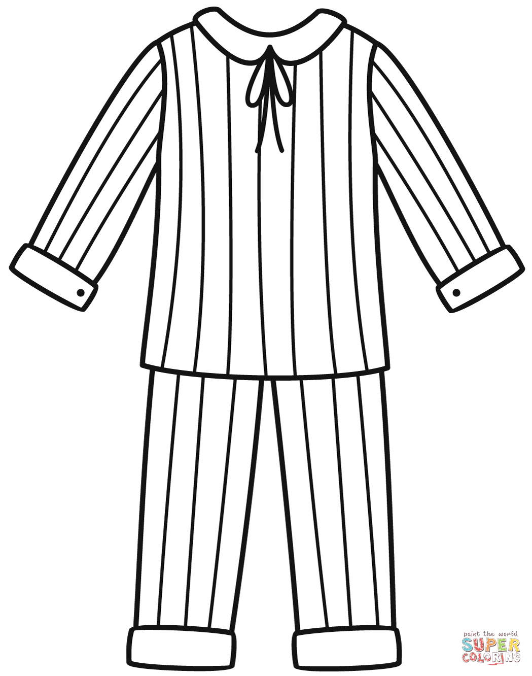 Pajama coloring page free printable coloring pages