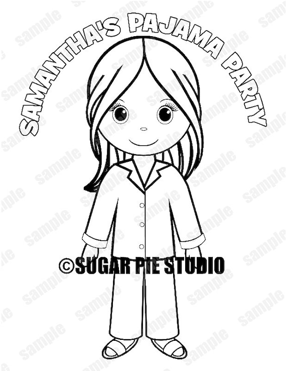 Personalized pajama party coloring page birthday party favor colouring activity sheet personalized printable template