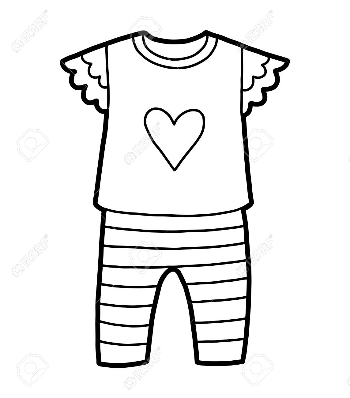 Coloring book for children pyjamas with heart royalty free svg cliparts vectors and stock illustration image