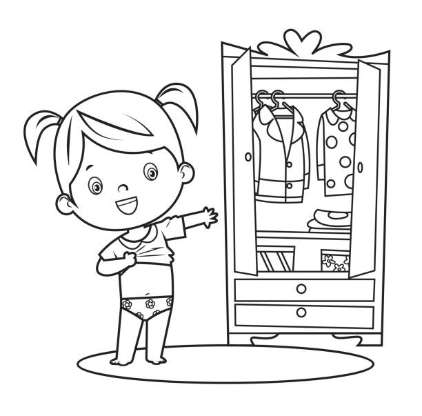 Putting on pajamas stock illustrations royalty