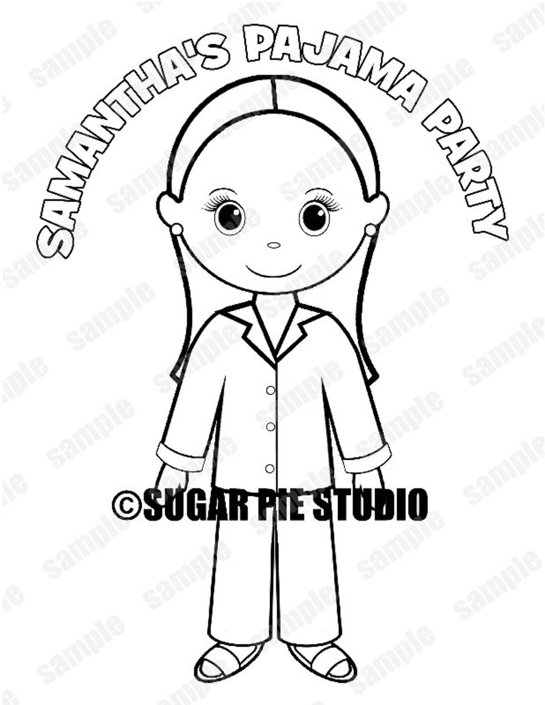 Personalized pajama party birthday party sleepover favor birthday party favor colouring activity sheet personalized printable template