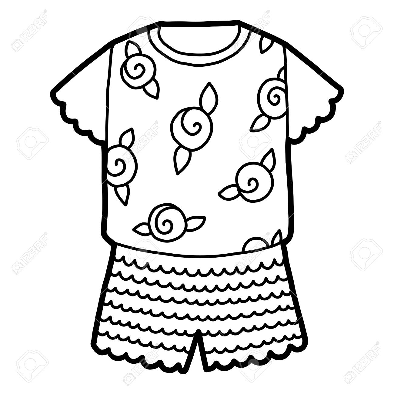 Coloring book for children pyjamas with rose pattern royalty free svg cliparts vectors and stock illustration image