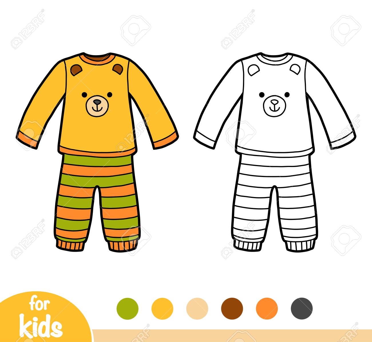 Coloring book for children pyjamas with a bear royalty free svg cliparts vectors and stock illustration image