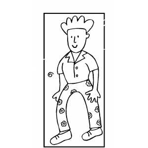 Boy in pajamas coloring sheet