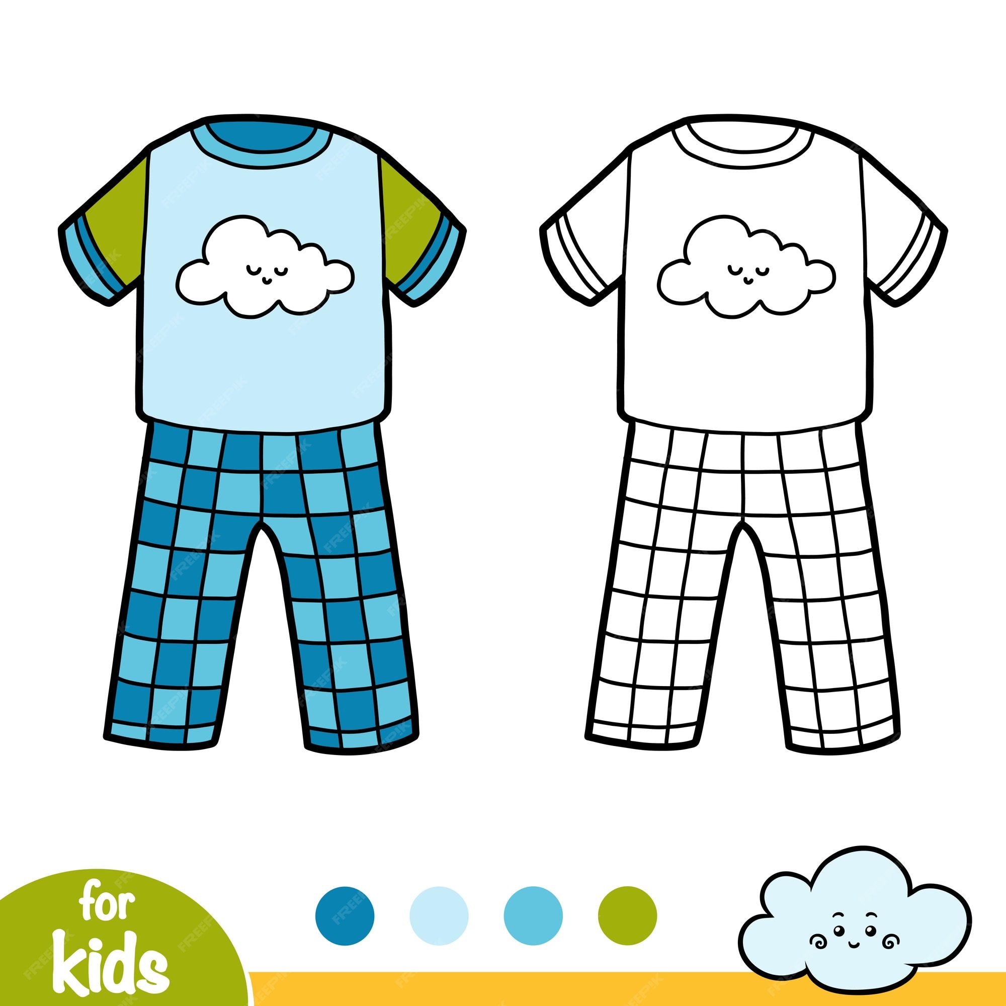 Premium vector coloring book for children pyjamas with cute cloud