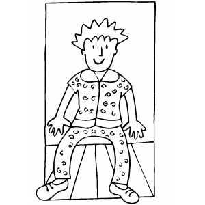 Standing boy in pajamas coloring sheet