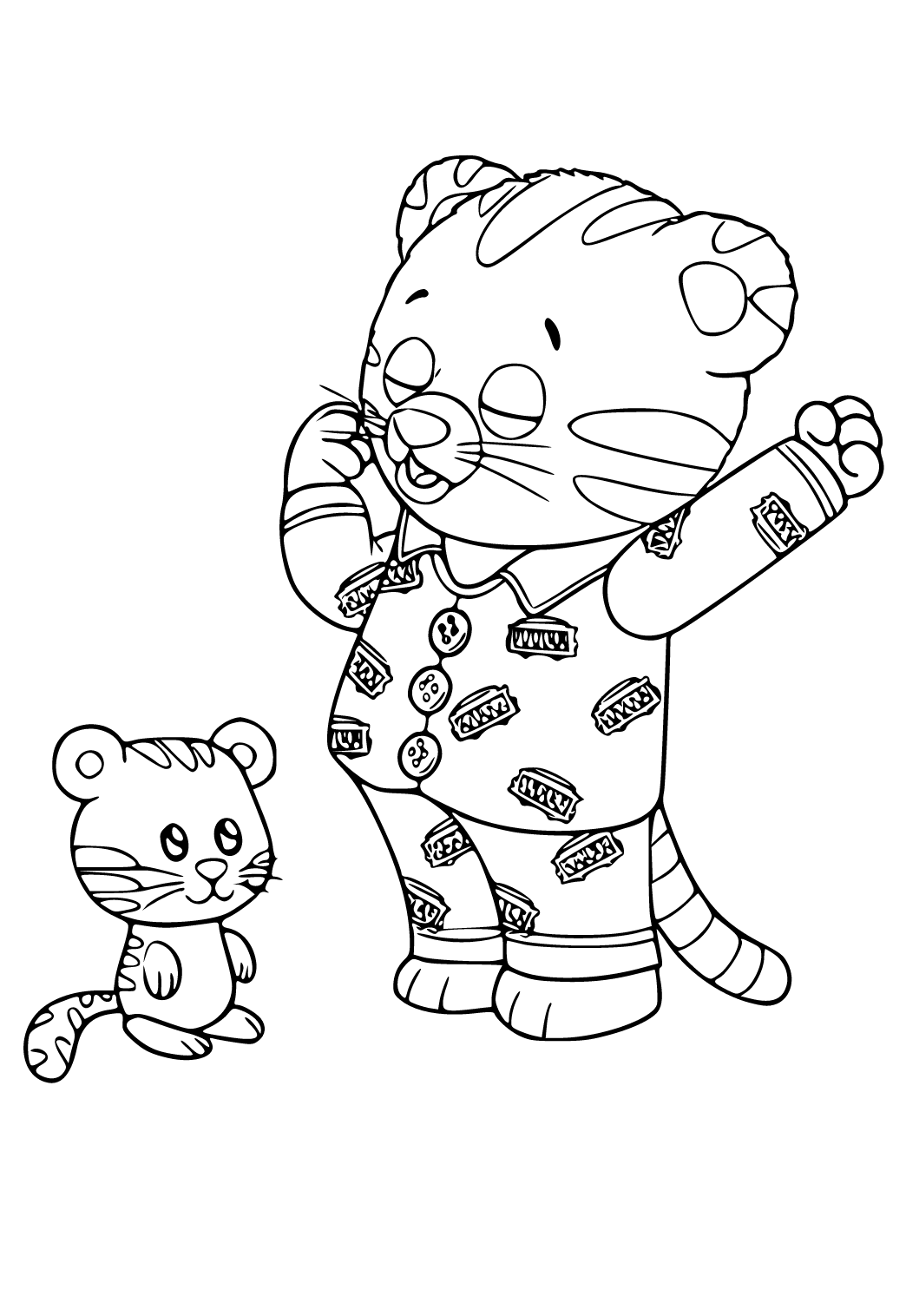 Free printable daniel tiger pajamas coloring page for adults and kids