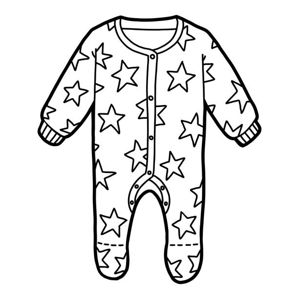 Coloring book sleepsuit with stars stock illustration