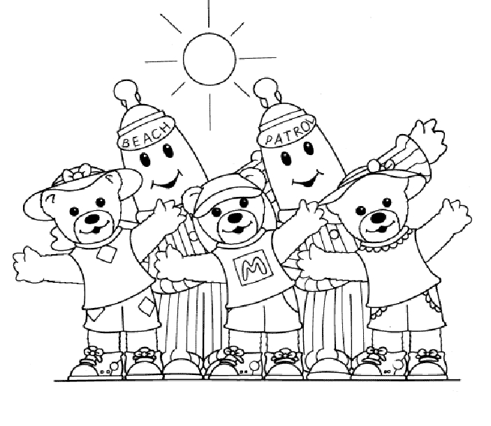 Coloring book bananas in pajamas