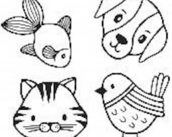 Stamp set stamps fish dog cat bird