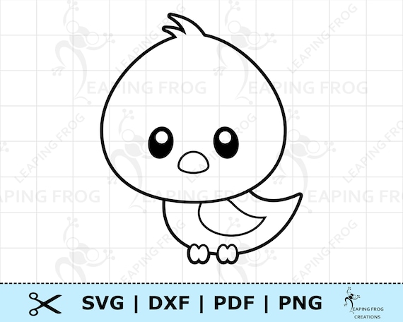 Cute baby bird svg png dxf eps bird digital download cricut silhouette cut files outline stencil coloring page