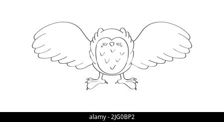 Clipart owl coloring page en cartoon style lindo clip art dos bãºho en el ãrbol blanco y negro ilustraciãn vectorial de un pãjaro para pegatinas bebã imagen vector de stock