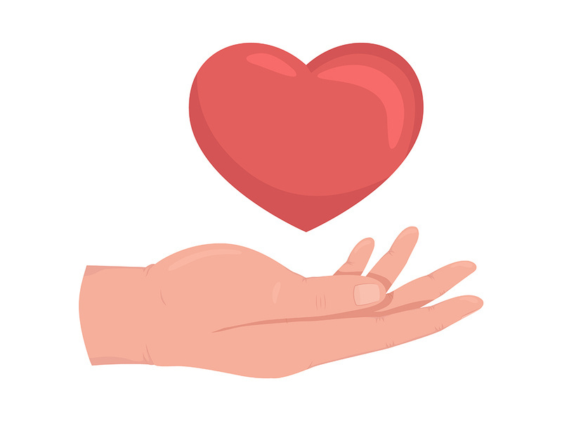 Love and support semi flat color vector hand gesture by the