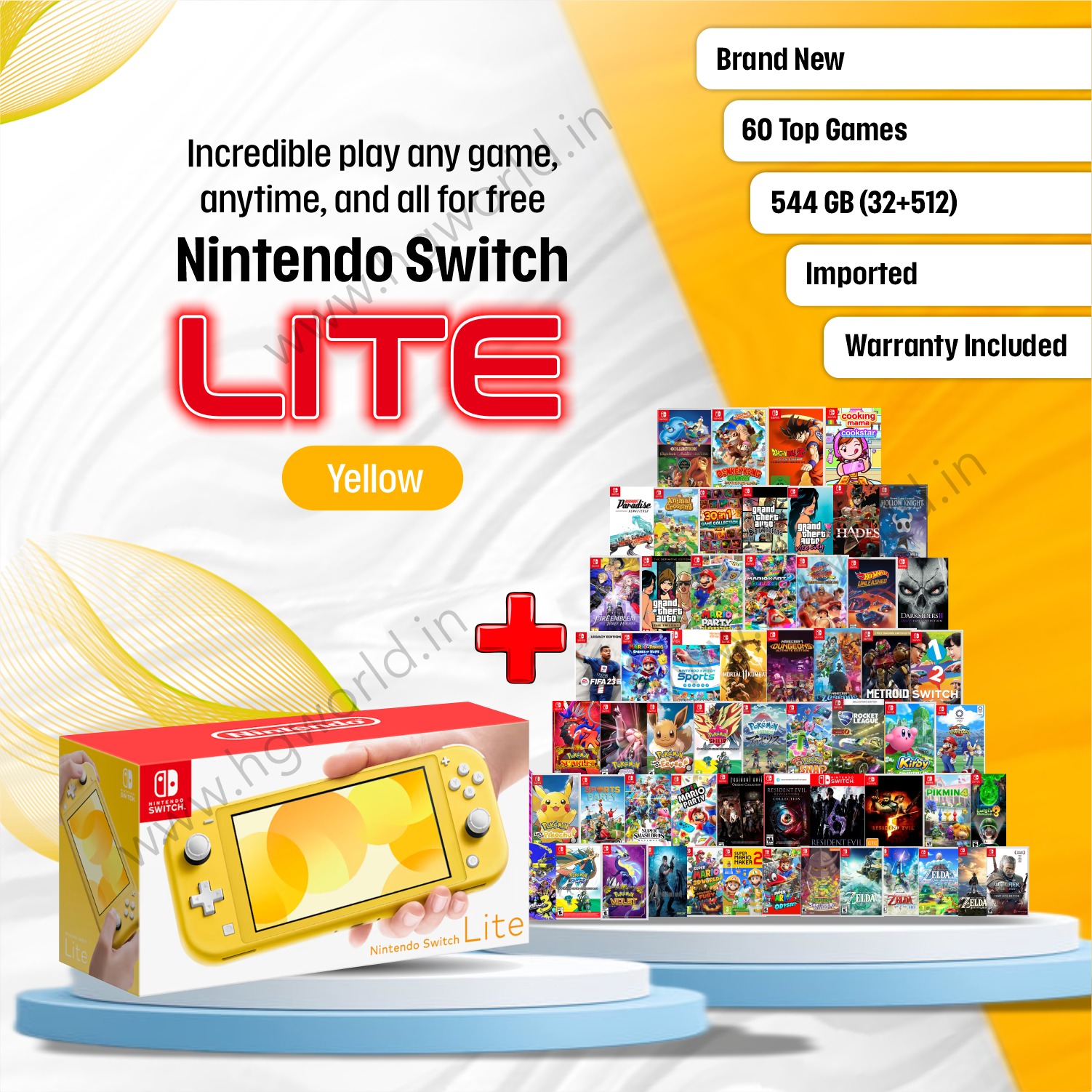 Ntendo switch lite gb yellow pla hg world