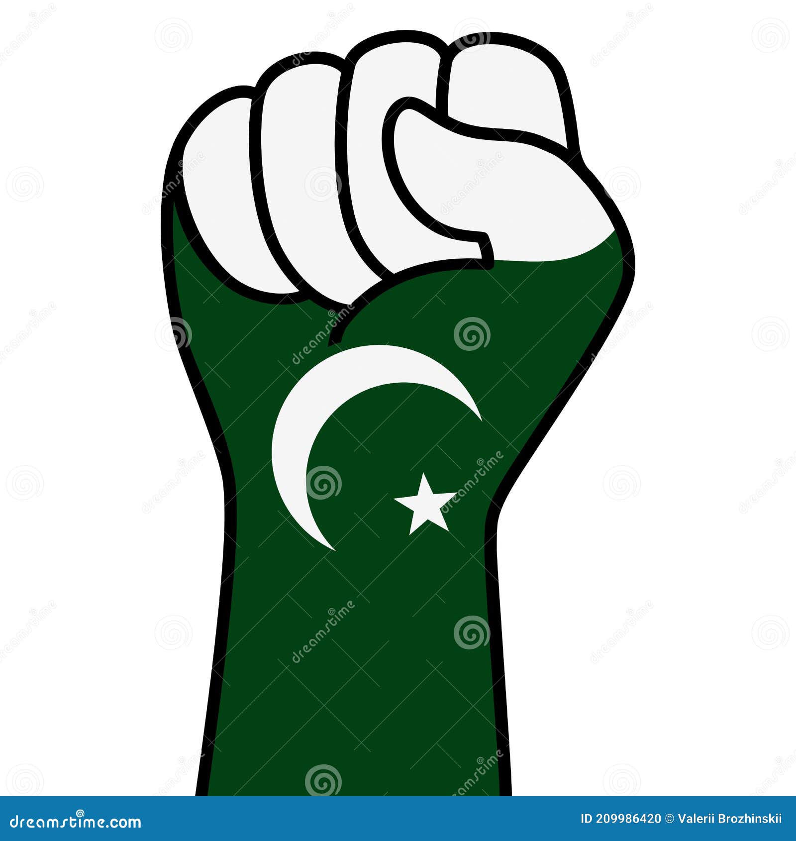 Raised fist pakistan flag pakistani hand fist shape pakistan flag color stock vector