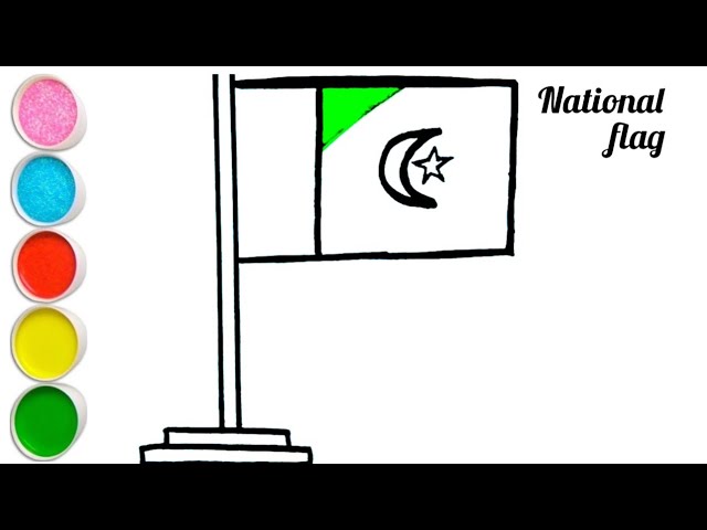 How to draw the national flag of pakistan pakistan flag drawing for kids s easy art