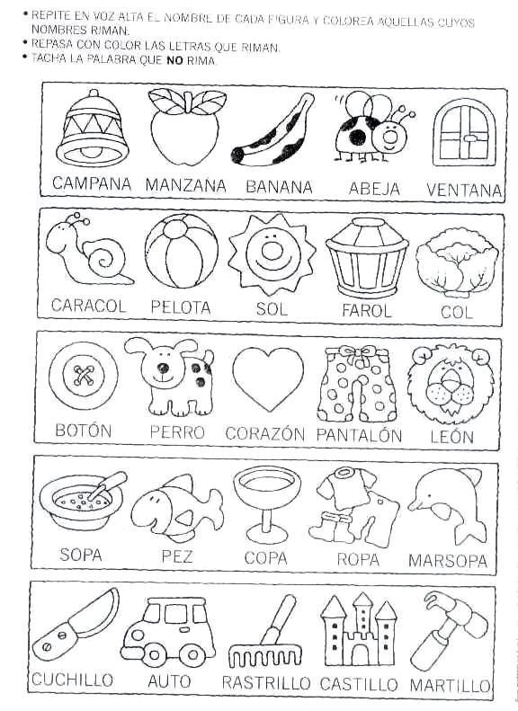 Pin de al moody en coloring pages palabras que riman actividades de rimas letramania