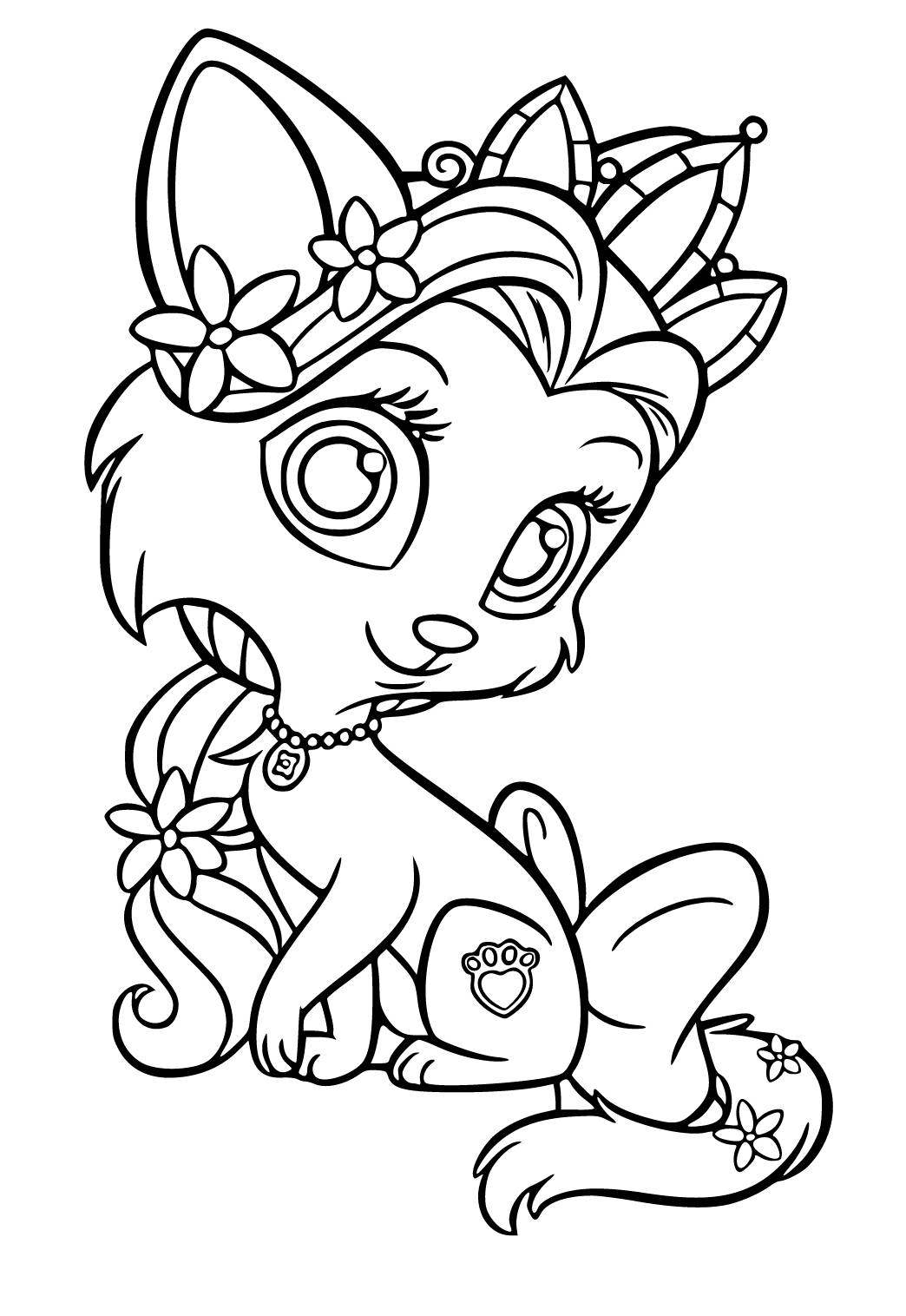 Free printable palace pets cute coloring page for adults and kids