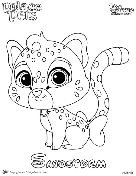 Free coloring page featuring sandstorm from disneys princess palace pets â