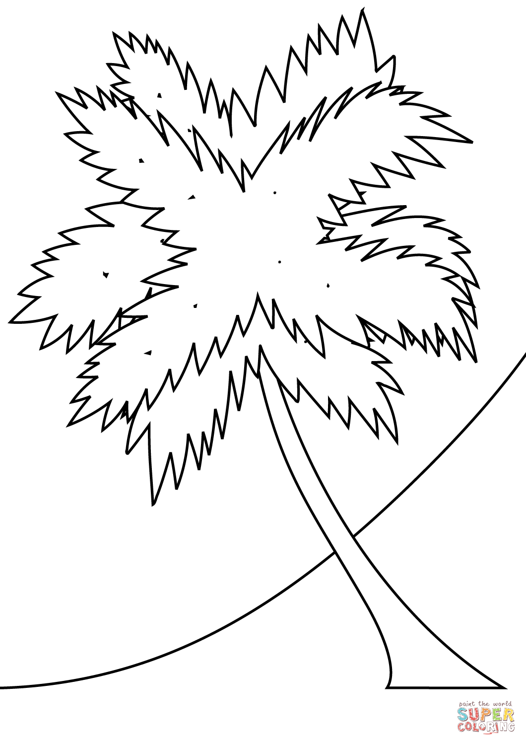 Palm tree on a beach coloring page free printable coloring pages