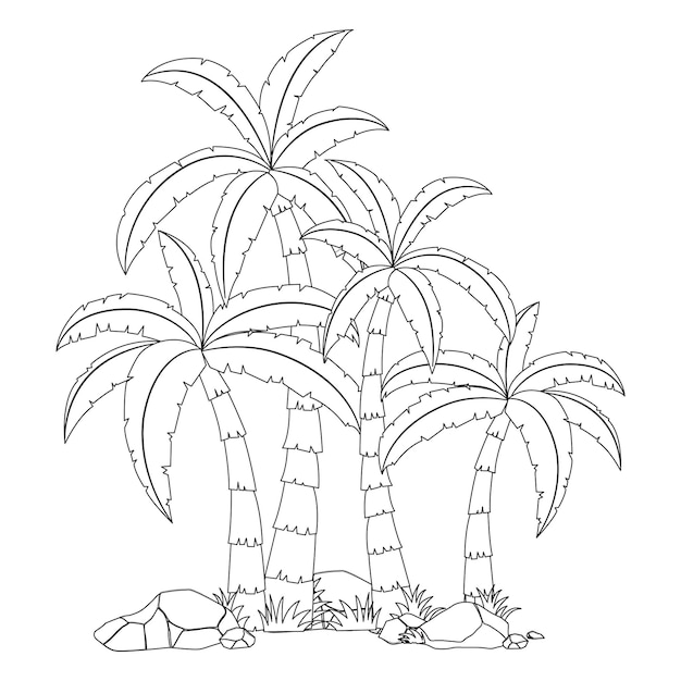 Premium vector hand drawn trees coloring pages for kids tree outline vector art