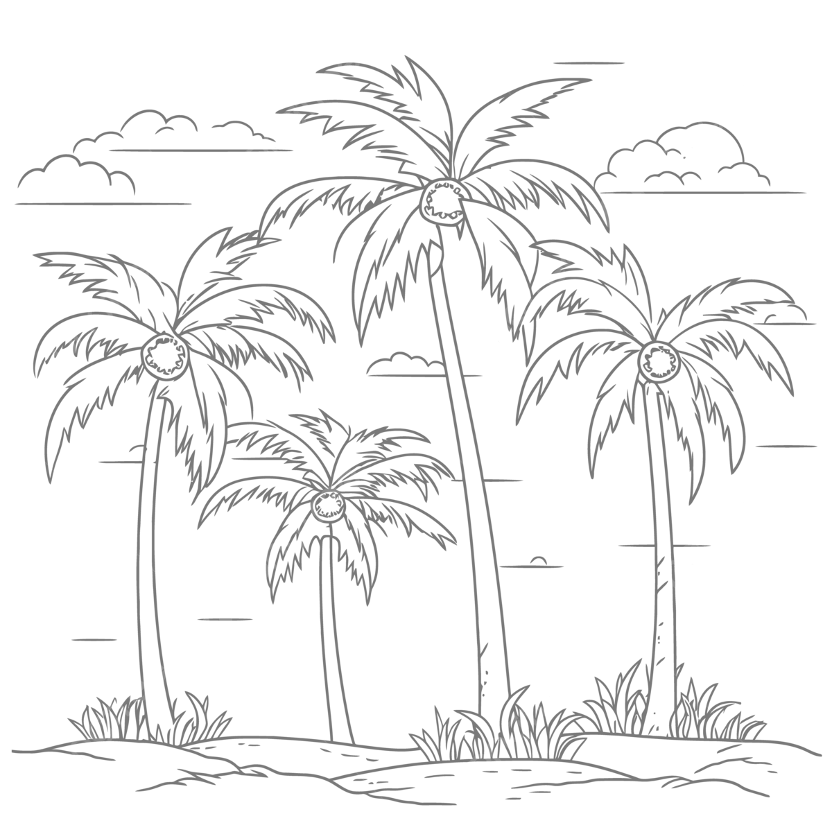 Coloring pages landscape tropical trees tropical trees outline sketch drawing vector tree drawing landscape drawing wing drawing png and vector with transparent background for free download