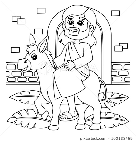 Christian jesus on palm sunday coloring page