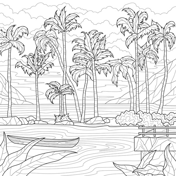 Thousand coloring book palm royalty