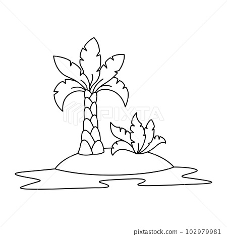 Funny palm tree cartoon coloring page