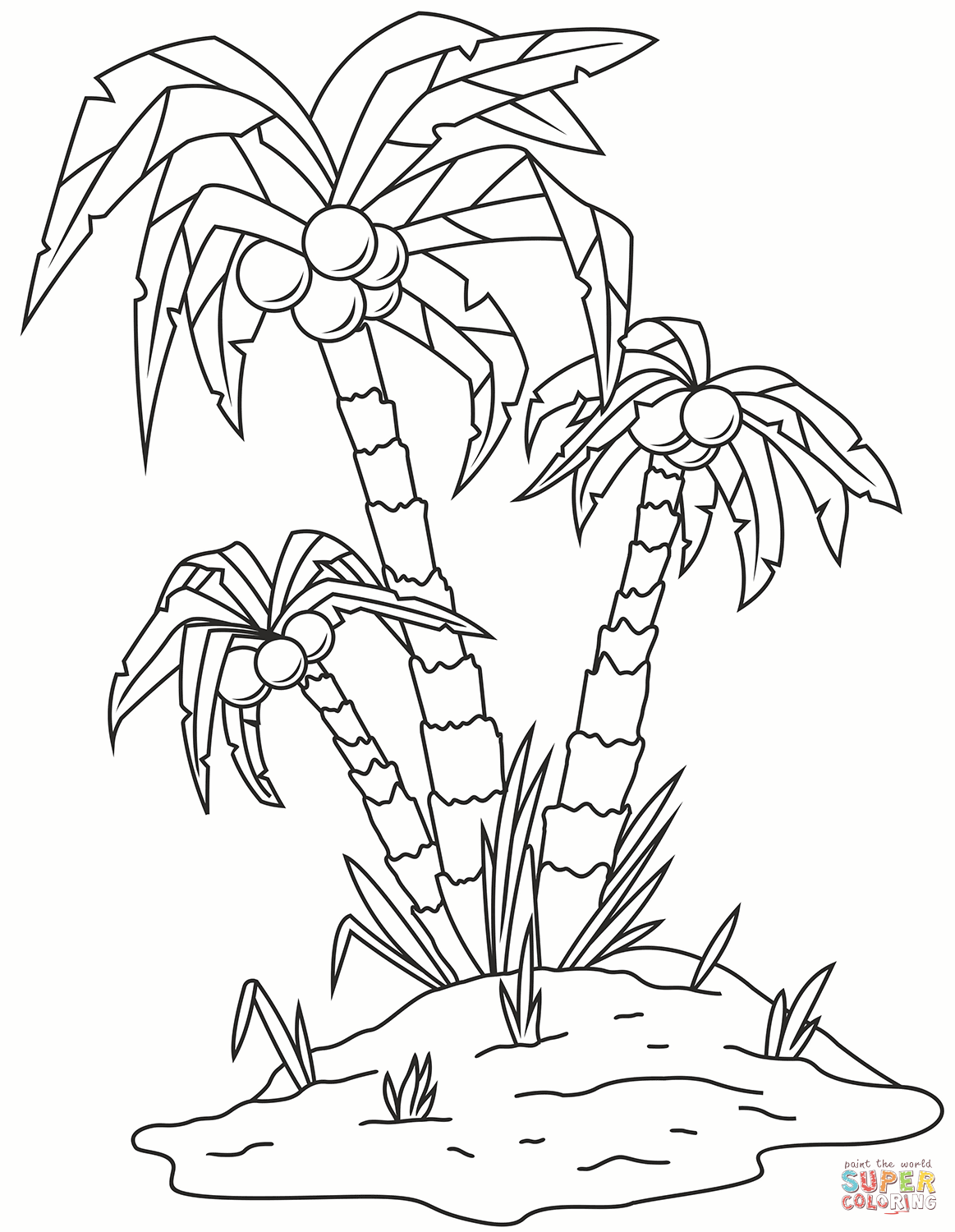 Palm tree coloring page free printable coloring pages