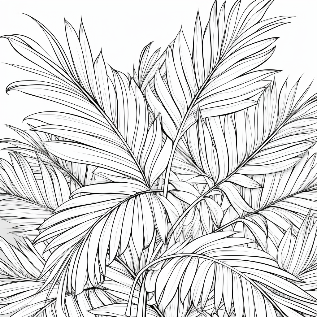 Palm tree leaves coloring pages