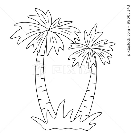 Vector palm tree outline funny tropical exotic